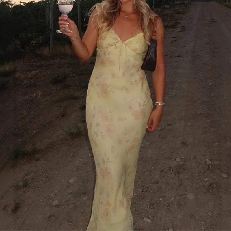 Floral Backless Sling Dress